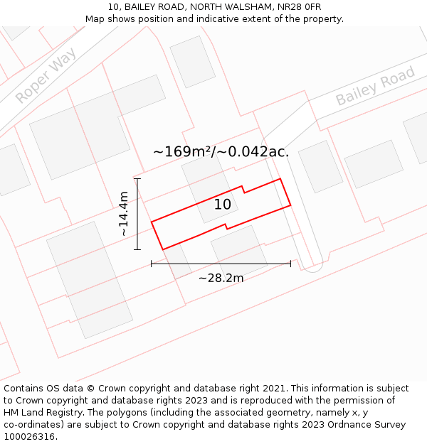 10, BAILEY ROAD, NORTH WALSHAM, NR28 0FR: Plot and title map