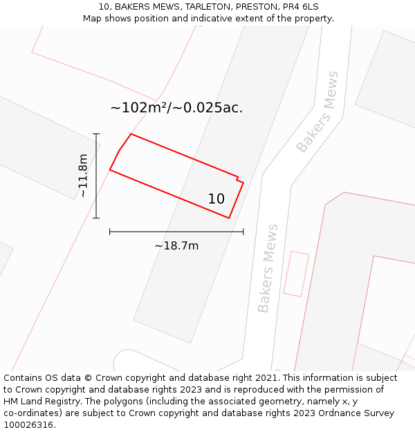 10, BAKERS MEWS, TARLETON, PRESTON, PR4 6LS: Plot and title map