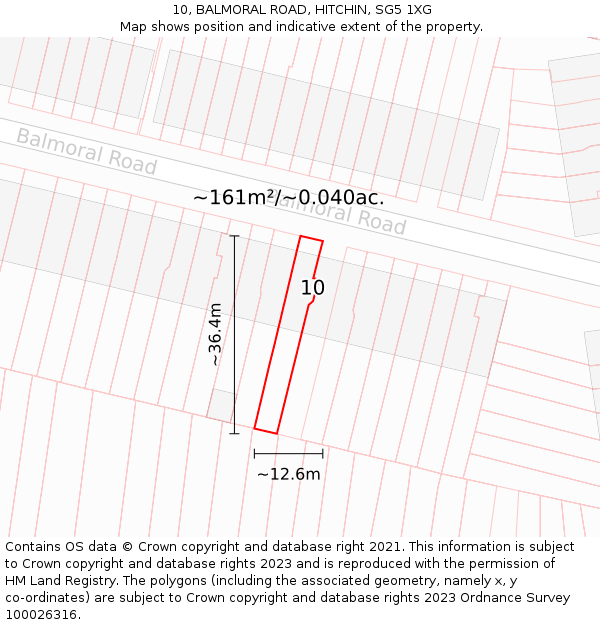 10, BALMORAL ROAD, HITCHIN, SG5 1XG: Plot and title map