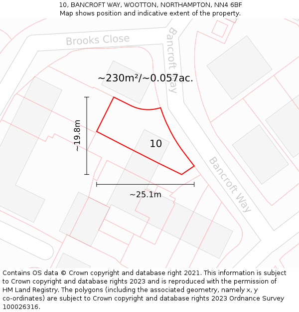 10, BANCROFT WAY, WOOTTON, NORTHAMPTON, NN4 6BF: Plot and title map