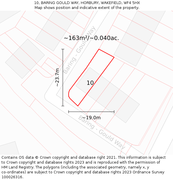 10, BARING GOULD WAY, HORBURY, WAKEFIELD, WF4 5HX: Plot and title map