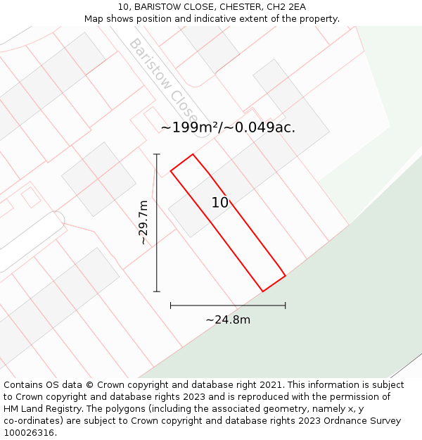10, BARISTOW CLOSE, CHESTER, CH2 2EA: Plot and title map