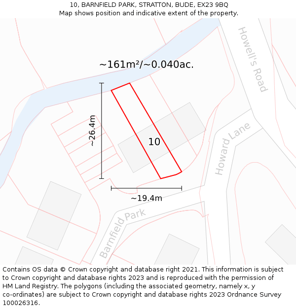 10, BARNFIELD PARK, STRATTON, BUDE, EX23 9BQ: Plot and title map