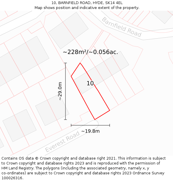 10, BARNFIELD ROAD, HYDE, SK14 4EL: Plot and title map