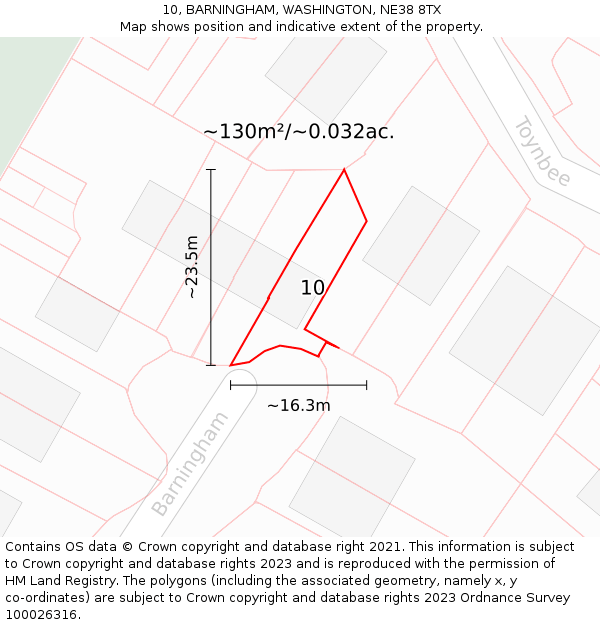 10, BARNINGHAM, WASHINGTON, NE38 8TX: Plot and title map