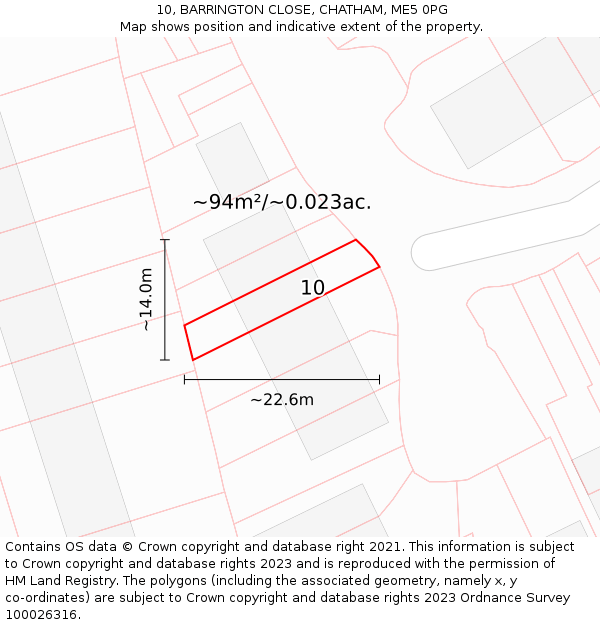 10, BARRINGTON CLOSE, CHATHAM, ME5 0PG: Plot and title map
