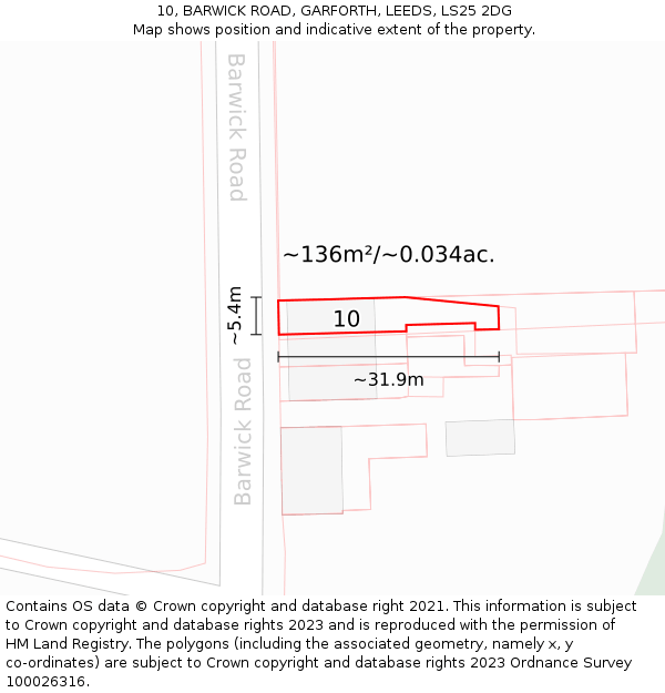 10, BARWICK ROAD, GARFORTH, LEEDS, LS25 2DG: Plot and title map