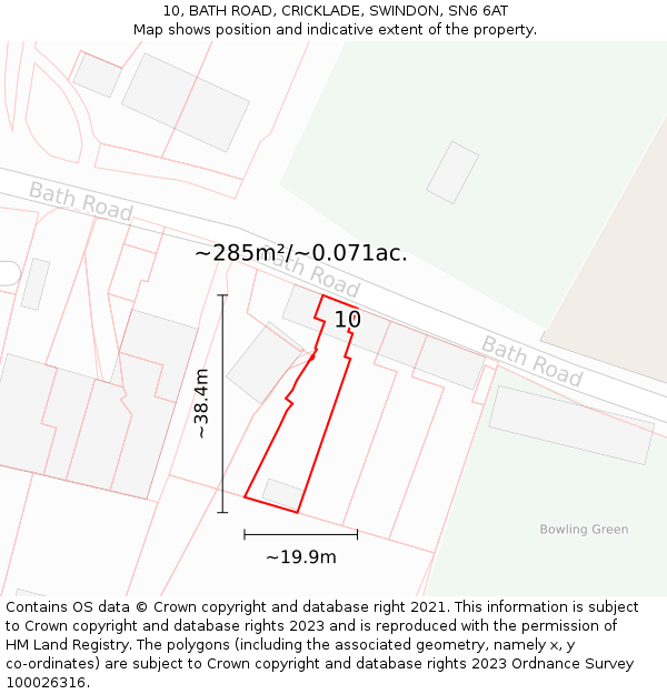 10, BATH ROAD, CRICKLADE, SWINDON, SN6 6AT: Plot and title map