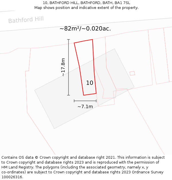 10, BATHFORD HILL, BATHFORD, BATH, BA1 7SL: Plot and title map
