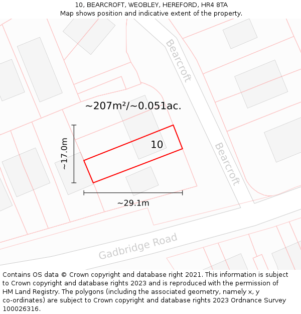 10, BEARCROFT, WEOBLEY, HEREFORD, HR4 8TA: Plot and title map