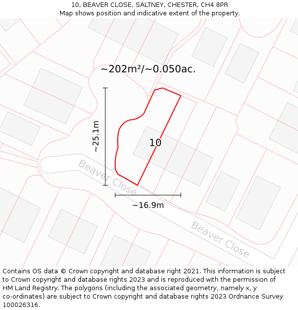 10, BEAVER CLOSE, SALTNEY, CHESTER, CH4 8PR: Plot and title map