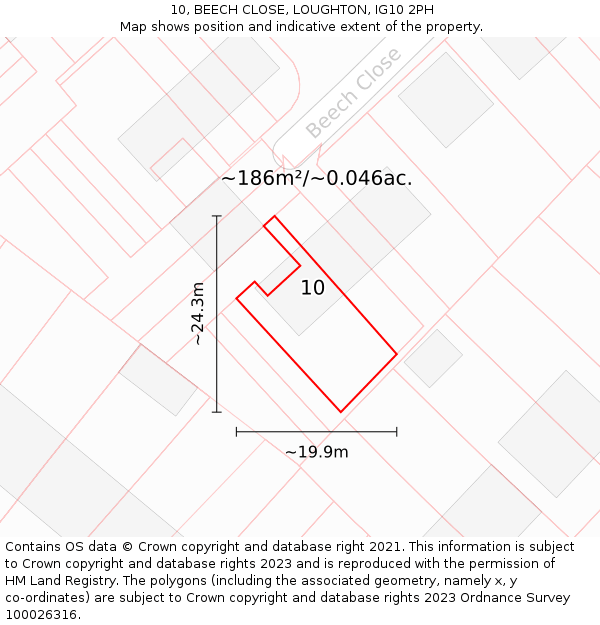 10, BEECH CLOSE, LOUGHTON, IG10 2PH: Plot and title map