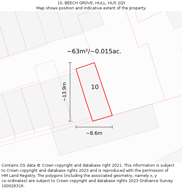 10, BEECH GROVE, HULL, HU5 2QY: Plot and title map