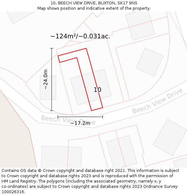 10, BEECH VIEW DRIVE, BUXTON, SK17 9NS: Plot and title map