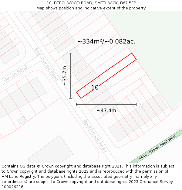 10, BEECHWOOD ROAD, SMETHWICK, B67 5EP: Plot and title map