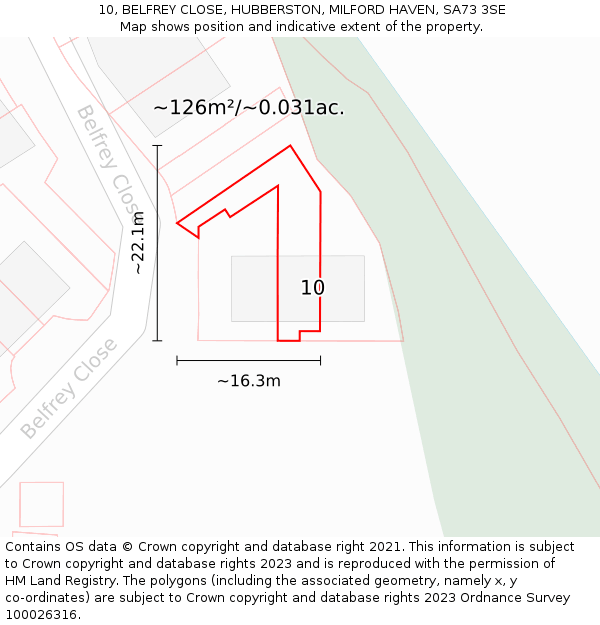 10, BELFREY CLOSE, HUBBERSTON, MILFORD HAVEN, SA73 3SE: Plot and title map