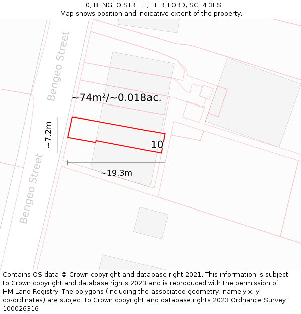 10, BENGEO STREET, HERTFORD, SG14 3ES: Plot and title map