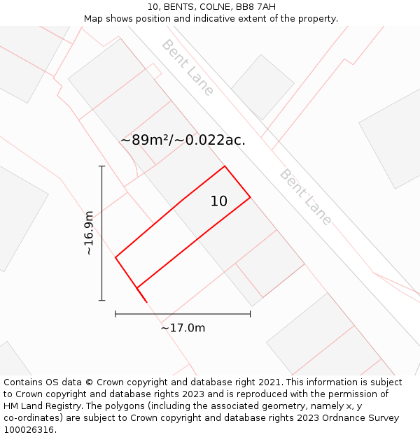 10, BENTS, COLNE, BB8 7AH: Plot and title map