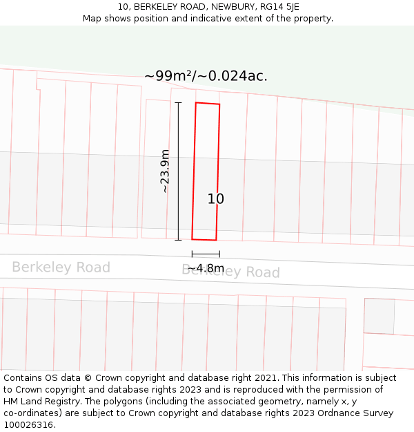 10, BERKELEY ROAD, NEWBURY, RG14 5JE: Plot and title map