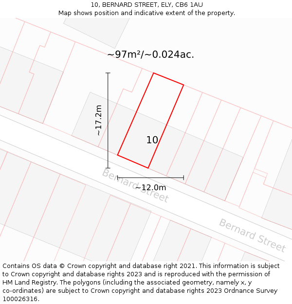 10, BERNARD STREET, ELY, CB6 1AU: Plot and title map