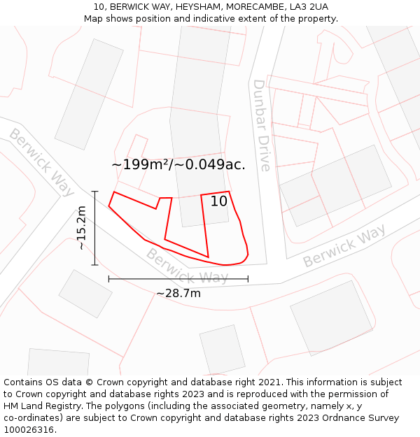 10, BERWICK WAY, HEYSHAM, MORECAMBE, LA3 2UA: Plot and title map