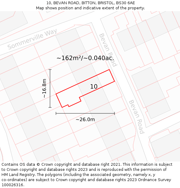 10, BEVAN ROAD, BITTON, BRISTOL, BS30 6AE: Plot and title map