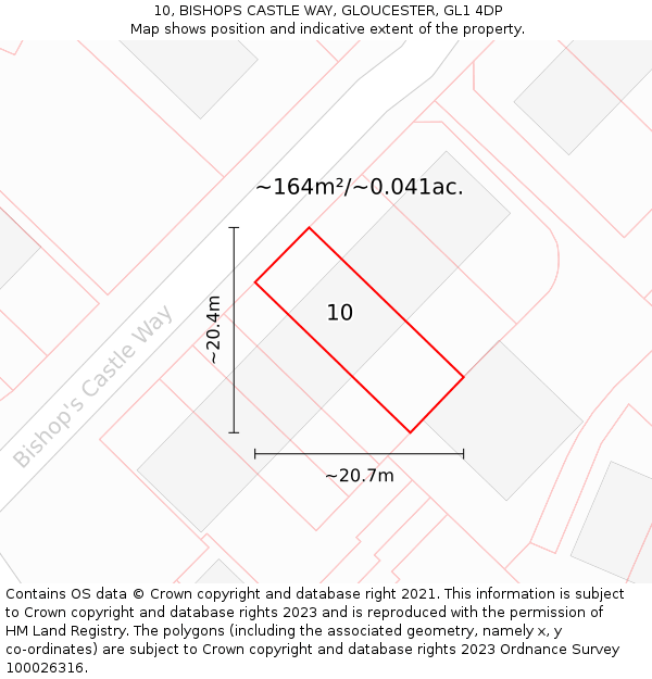 10, BISHOPS CASTLE WAY, GLOUCESTER, GL1 4DP: Plot and title map