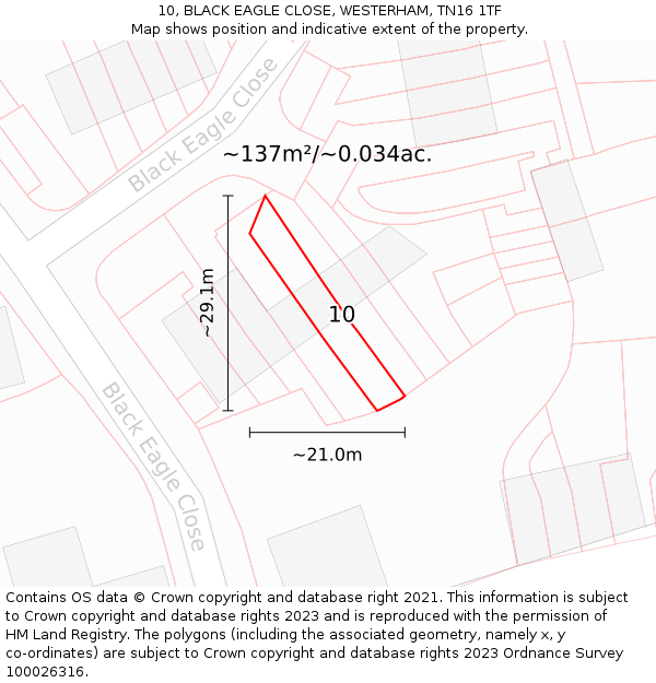 10, BLACK EAGLE CLOSE, WESTERHAM, TN16 1TF: Plot and title map