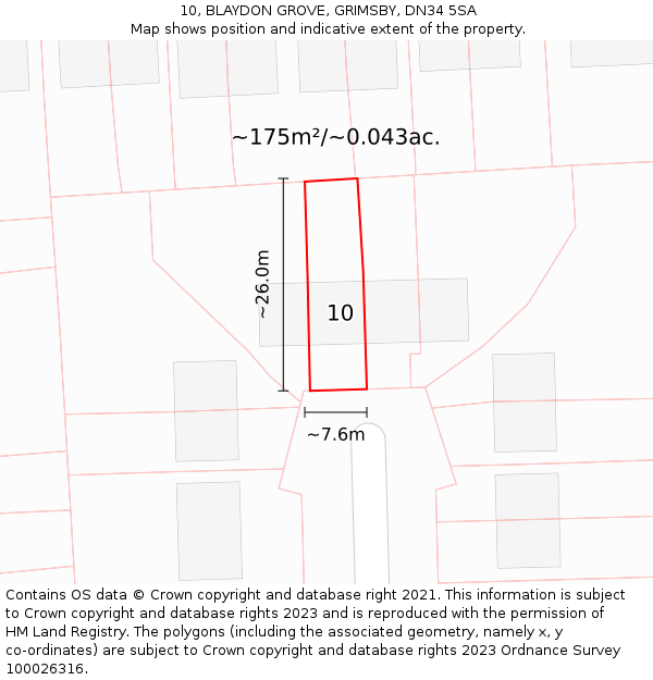 10, BLAYDON GROVE, GRIMSBY, DN34 5SA: Plot and title map