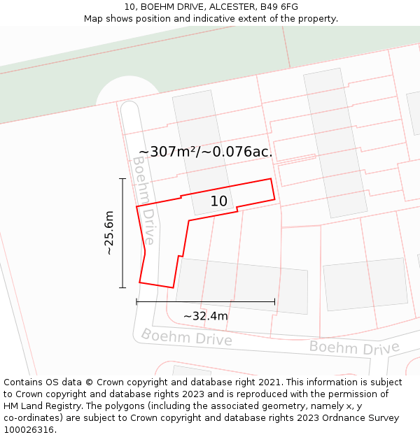 10, BOEHM DRIVE, ALCESTER, B49 6FG: Plot and title map