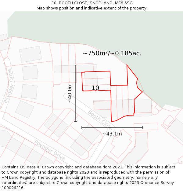 10, BOOTH CLOSE, SNODLAND, ME6 5SG: Plot and title map