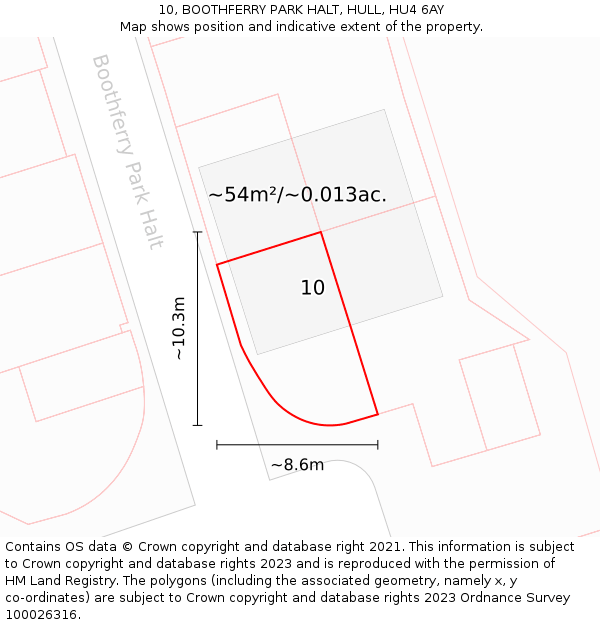 10, BOOTHFERRY PARK HALT, HULL, HU4 6AY: Plot and title map