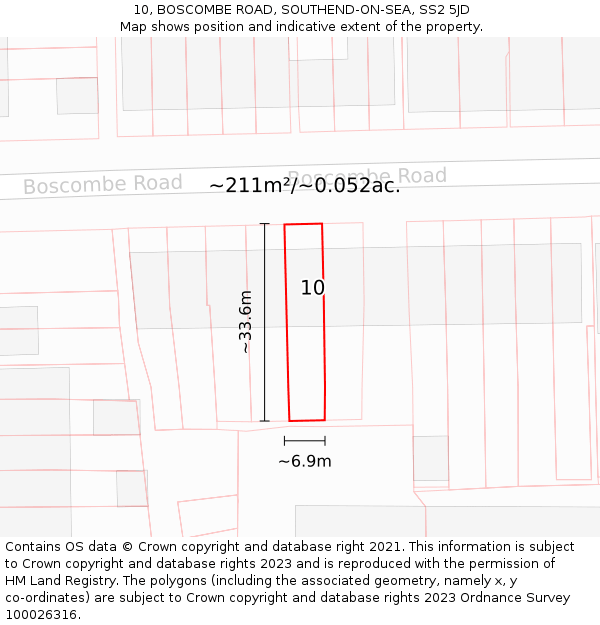 10, BOSCOMBE ROAD, SOUTHEND-ON-SEA, SS2 5JD: Plot and title map