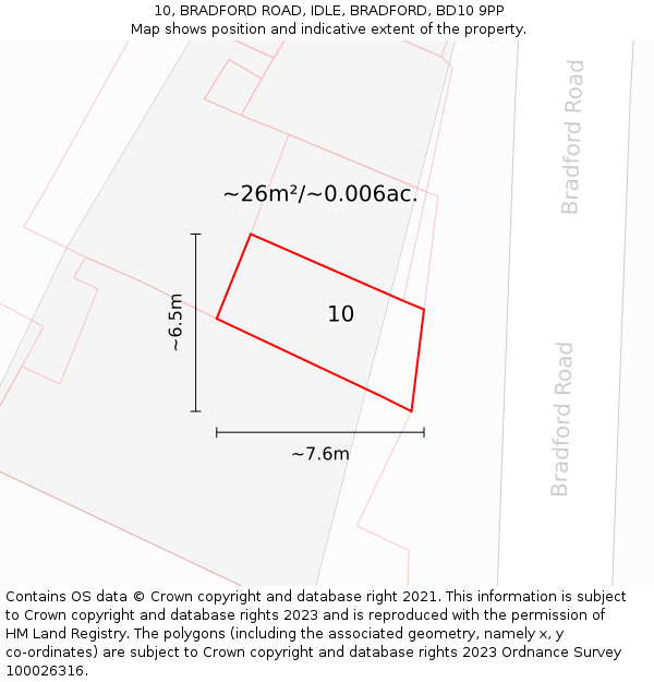 10, BRADFORD ROAD, IDLE, BRADFORD, BD10 9PP: Plot and title map