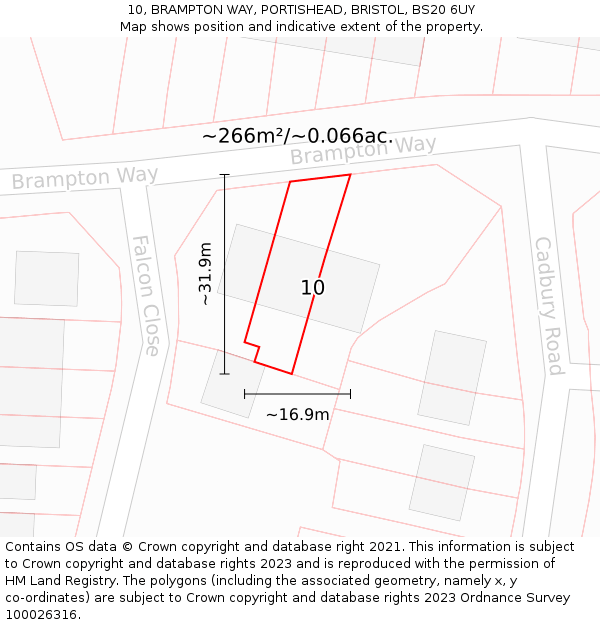 10, BRAMPTON WAY, PORTISHEAD, BRISTOL, BS20 6UY: Plot and title map