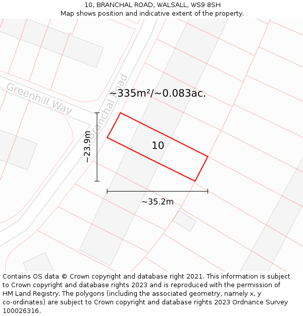 10, BRANCHAL ROAD, WALSALL, WS9 8SH: Plot and title map