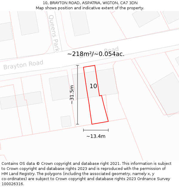 10, BRAYTON ROAD, ASPATRIA, WIGTON, CA7 3DN: Plot and title map