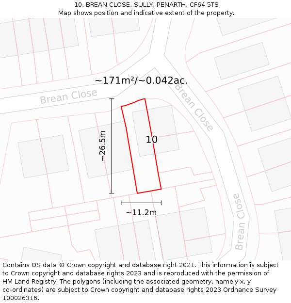 10, BREAN CLOSE, SULLY, PENARTH, CF64 5TS: Plot and title map