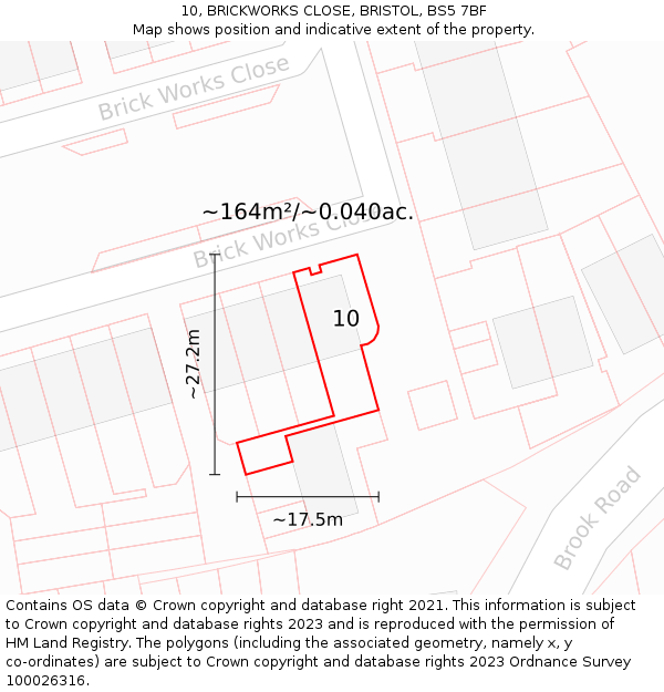 10, BRICKWORKS CLOSE, BRISTOL, BS5 7BF: Plot and title map