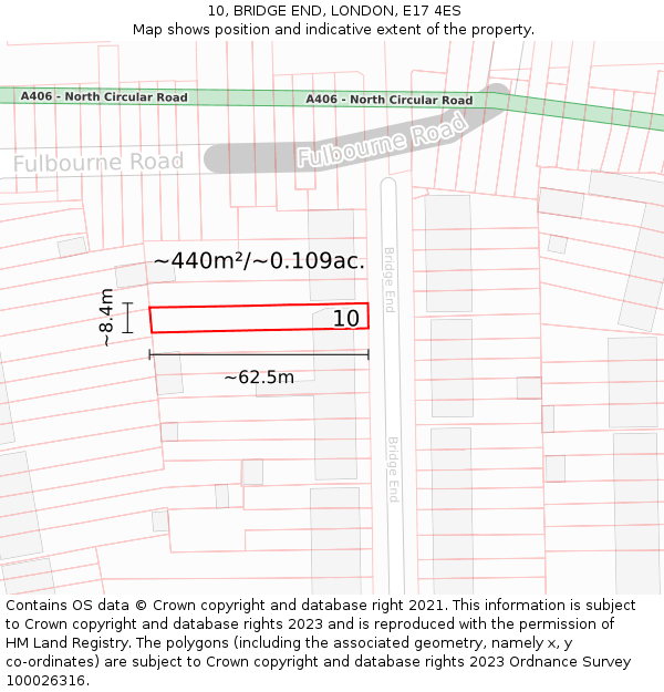 10, BRIDGE END, LONDON, E17 4ES: Plot and title map