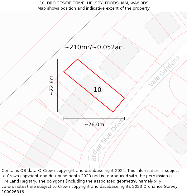 10, BRIDGESIDE DRIVE, HELSBY, FRODSHAM, WA6 0BS: Plot and title map