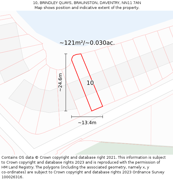 10, BRINDLEY QUAYS, BRAUNSTON, DAVENTRY, NN11 7AN: Plot and title map