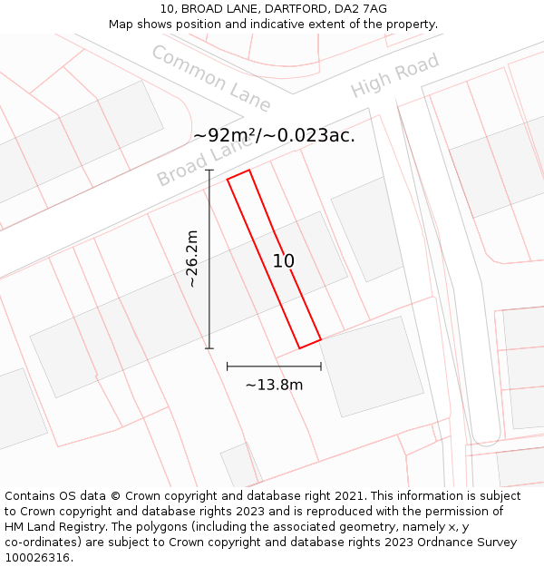 10, BROAD LANE, DARTFORD, DA2 7AG: Plot and title map