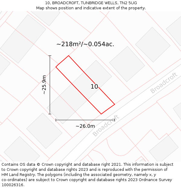 10, BROADCROFT, TUNBRIDGE WELLS, TN2 5UG: Plot and title map