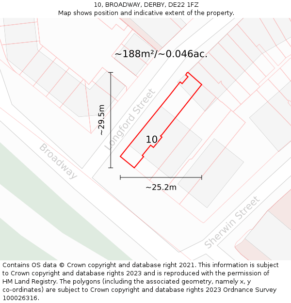 10, BROADWAY, DERBY, DE22 1FZ: Plot and title map