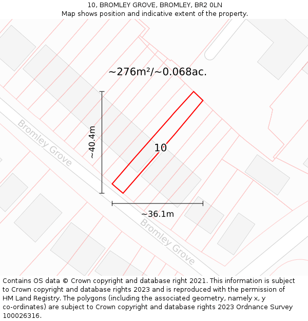 10, BROMLEY GROVE, BROMLEY, BR2 0LN: Plot and title map