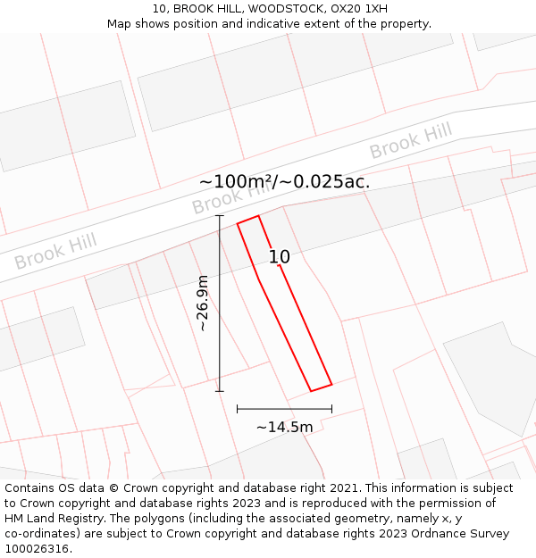 10, BROOK HILL, WOODSTOCK, OX20 1XH: Plot and title map