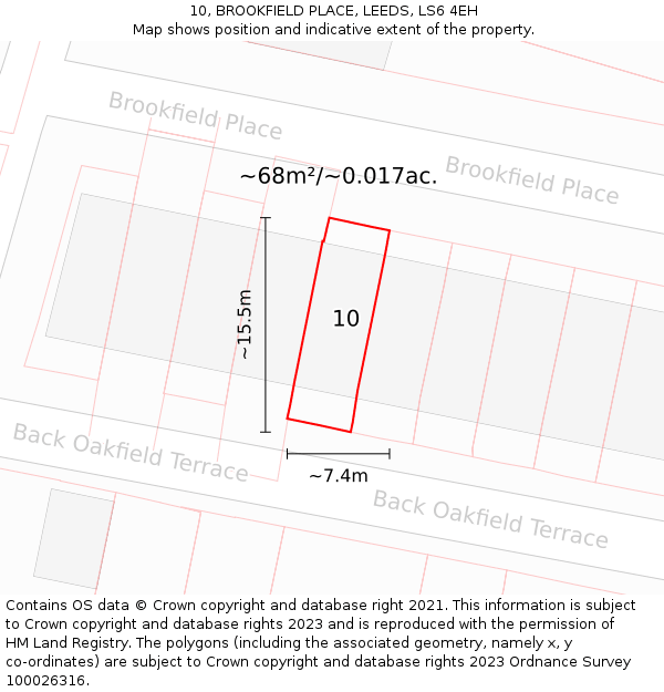 10, BROOKFIELD PLACE, LEEDS, LS6 4EH: Plot and title map