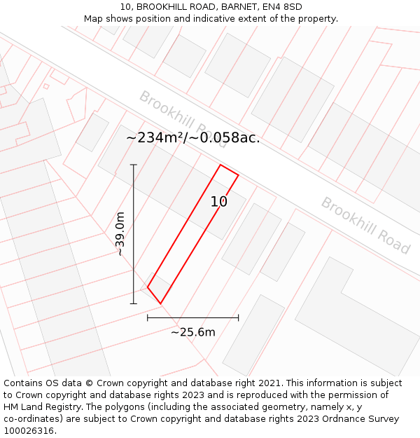 10, BROOKHILL ROAD, BARNET, EN4 8SD: Plot and title map
