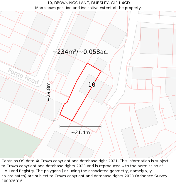 10, BROWNINGS LANE, DURSLEY, GL11 4GD: Plot and title map